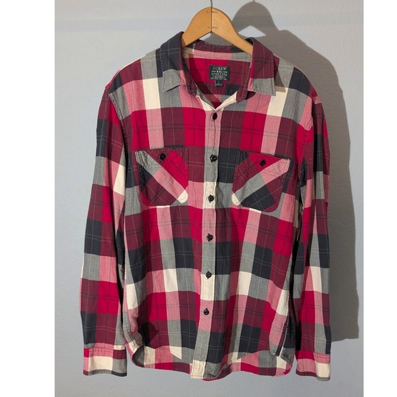 J. Crew Factory Other - J.Crew Sporting Goods Mens Large Red Black Plaid Flannel Button Down Shirt